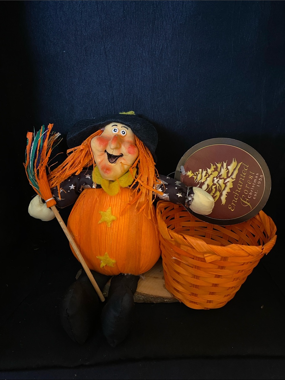 Vintage Halloween Happy Witch with Treat Basket